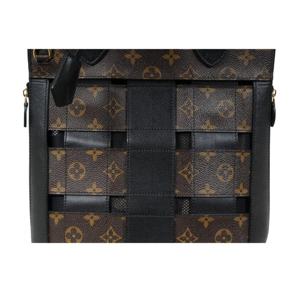 Louis Vuitton LV Monogram Tressage MM Tote Bag Brown Black Mesh Coated Canvas - Picture 5 of 16